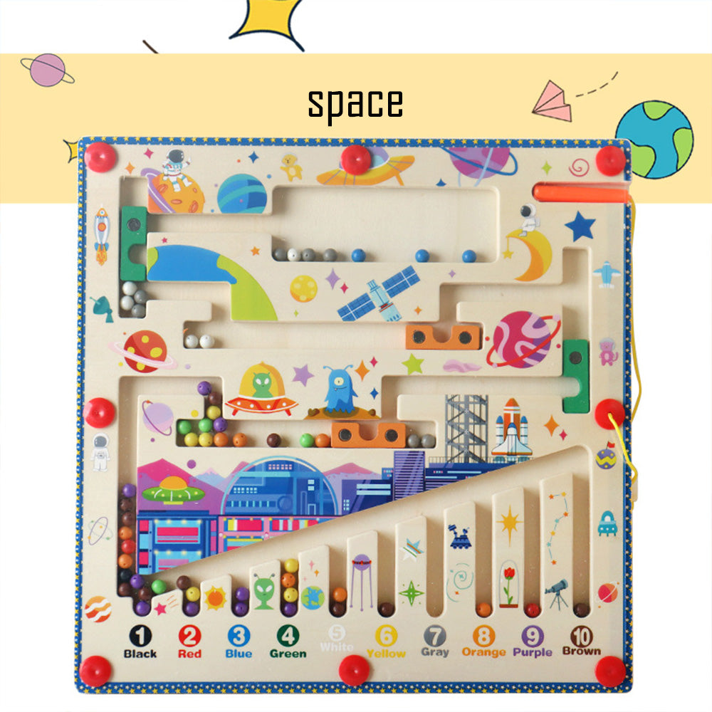 Magnetic Color and Number Maze,Montessori Toy for 2-5 Years Old Children,Wooden Magnet Balls Puzzles,Toddler Busy Board Game,Preschool Learning Activities,Christmas & Birthday Gift for Kids