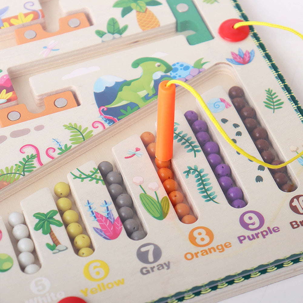 Magnetic Color and Number Maze,Montessori Toy for 2-5 Years Old Children,Wooden Magnet Balls Puzzles,Toddler Busy Board Game,Preschool Learning Activities,Christmas & Birthday Gift for Kids