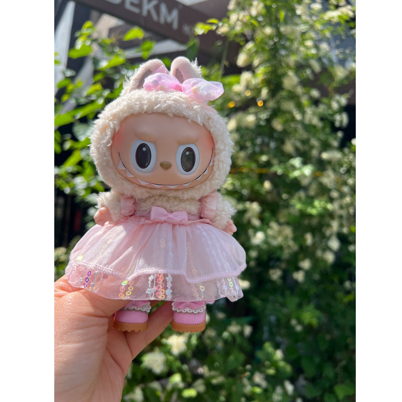 Designed for Labubu Clothes, Adorable Chic Dress Set comptible with 17cm Labubu Dolls, Doll Clothes Compatible with Labubu Accessories (NO Doll)