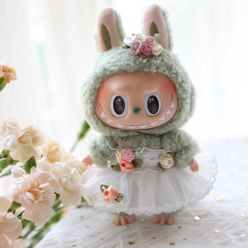 Designed for Labubu Clothes, Adorable Chic Dress Set comptible with 17cm Labubu Dolls, Doll Clothes Compatible with Labubu Accessories (NO Doll)