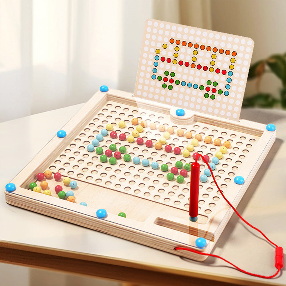 LC-1209 Magnetic Color and Number Maze,Montessori Toy,Wooden Magnet Balls Puzzles,Toddler Busy Board Game