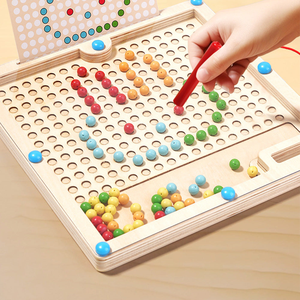 LC-1209 Magnetic Color and Number Maze,Montessori Toy,Wooden Magnet Balls Puzzles,Toddler Busy Board Game