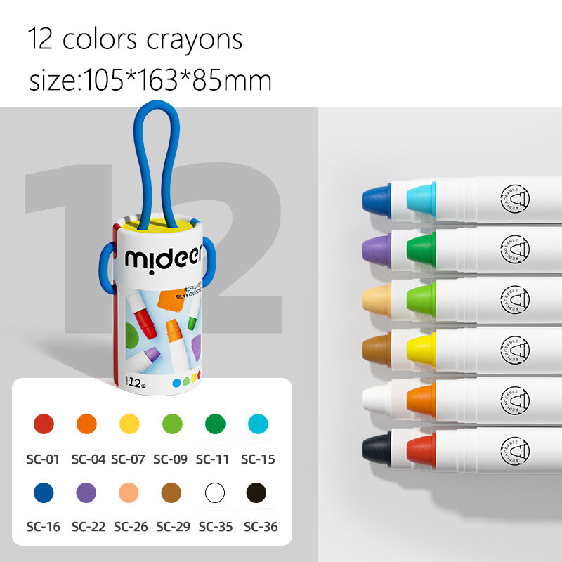 Washable Crayons for Toddlers, 12 Colors Ultra-Silky Washable Crayons, Unbreakable and Easy to Hold, Safe Art Supplies for Kids Ages 1-2 2-4 4-8
