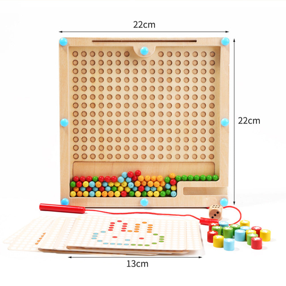 LC-1209 Magnetic Color and Number Maze,Montessori Toy,Wooden Magnet Balls Puzzles,Toddler Busy Board Game