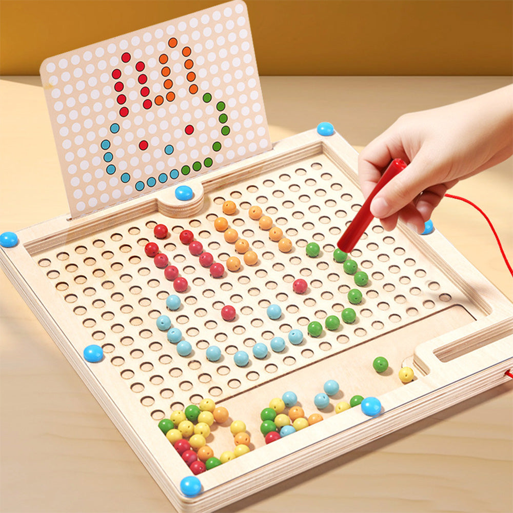 LC-1209 Magnetic Color and Number Maze,Montessori Toy,Wooden Magnet Balls Puzzles,Toddler Busy Board Game