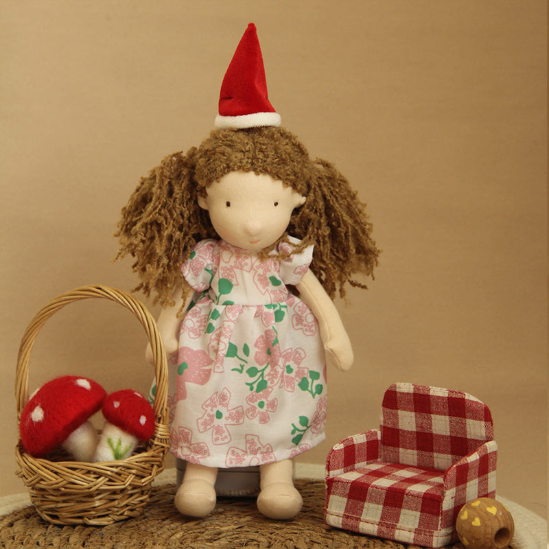 10" Handmade Waldorf Doll , Soft Girl Rag With Cute Stuffed Plush, Ideal First for Babies & Toddlers