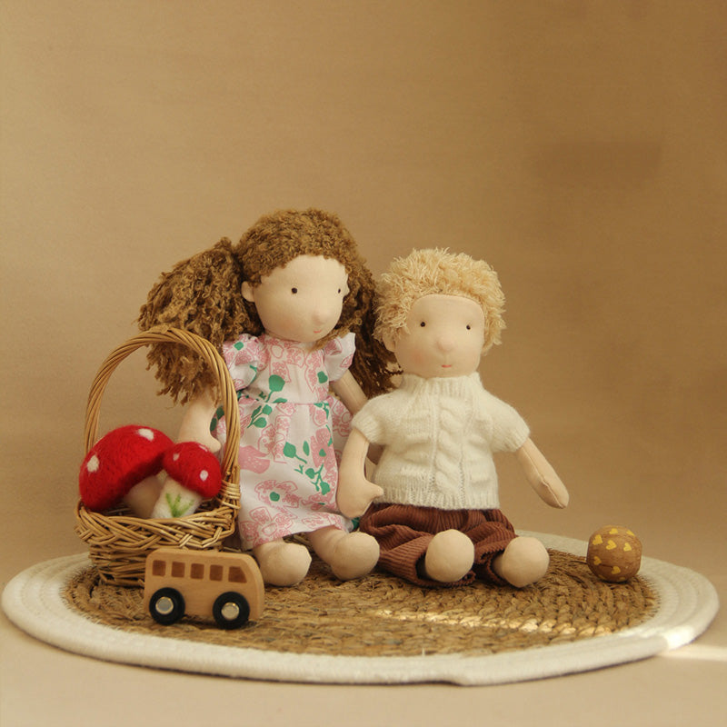 10" Handmade Waldorf Doll , Soft Girl Rag With Cute Stuffed Plush, Ideal First for Babies & Toddlers
