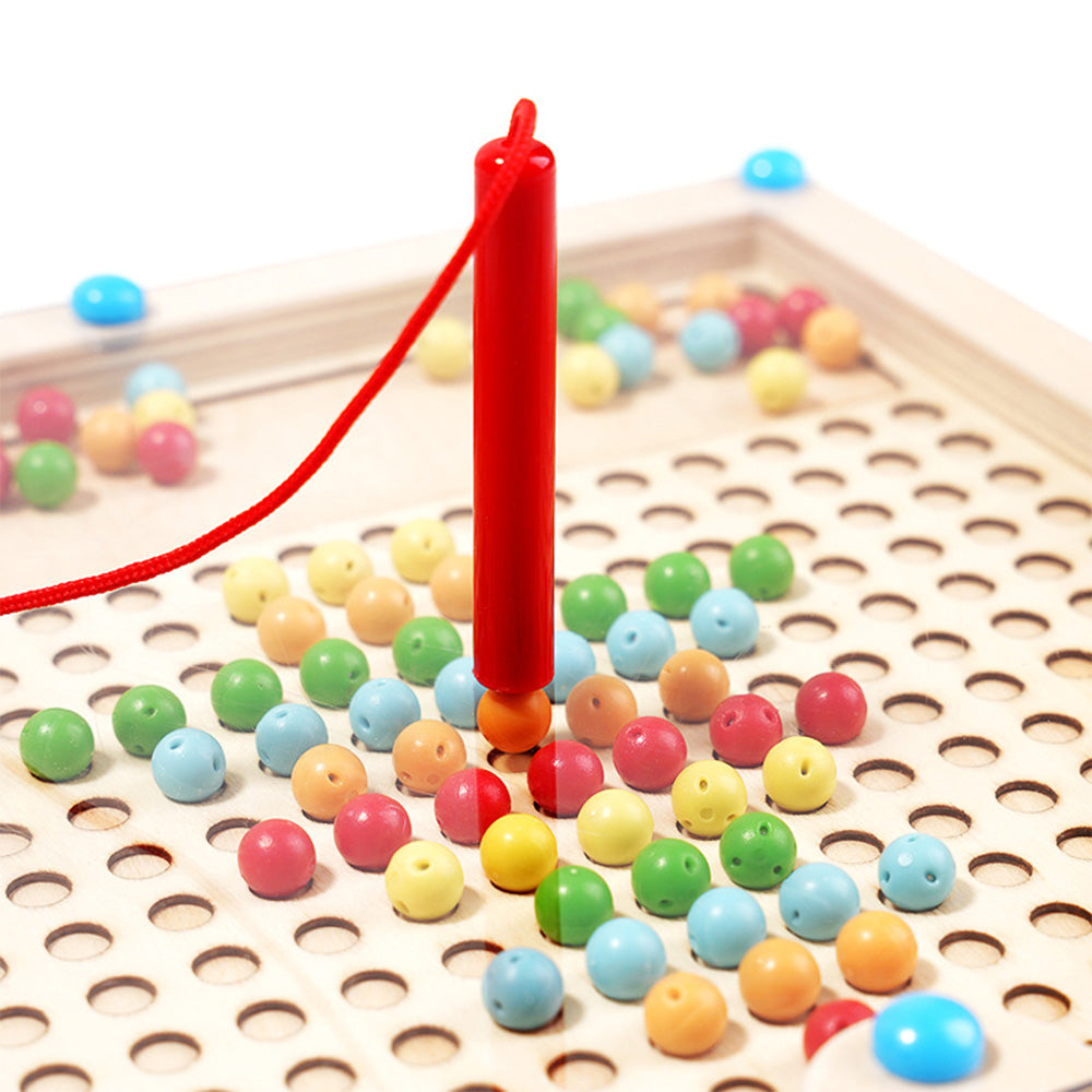 LC-1209 Magnetic Color and Number Maze,Montessori Toy,Wooden Magnet Balls Puzzles,Toddler Busy Board Game