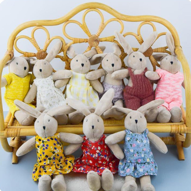 10“ Bunny Toys for Kids, Easter Bunny, Hand Made Rabbit Family Dolls with Removable Clothes, Suitable for Infants, Boys and Girls, Dollhouse People, Easter Basket Essentials