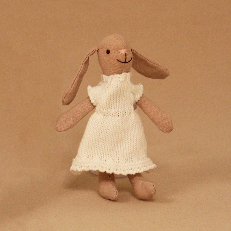 F-D004 Bunny Toys for Kids, 100% cotton Easter Bunny, Hand Made Rabbit Family Dolls with Removable Clothes, Suitable for Infants, Boys and Girls, Dollhouse People, Easter Basket Essentials