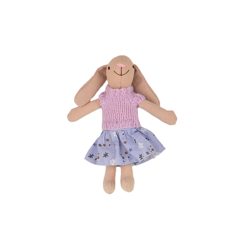F-D004 Bunny Toys for Kids, Easter Bunny, Hand Made Rabbit Family Dolls with Removable Clothes, Suitable for Infants, Boys and Girls, Dollhouse People, Easter Basket Essentials