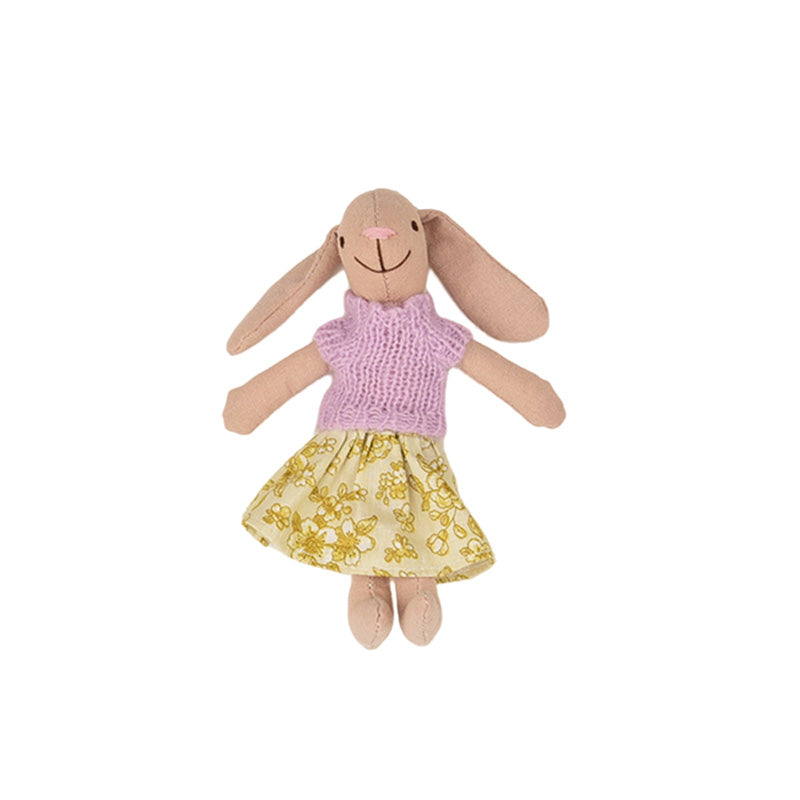 F-D004 Bunny Toys for Kids, Easter Bunny, Hand Made Rabbit Family Dolls with Removable Clothes, Suitable for Infants, Boys and Girls, Dollhouse People, Easter Basket Essentials