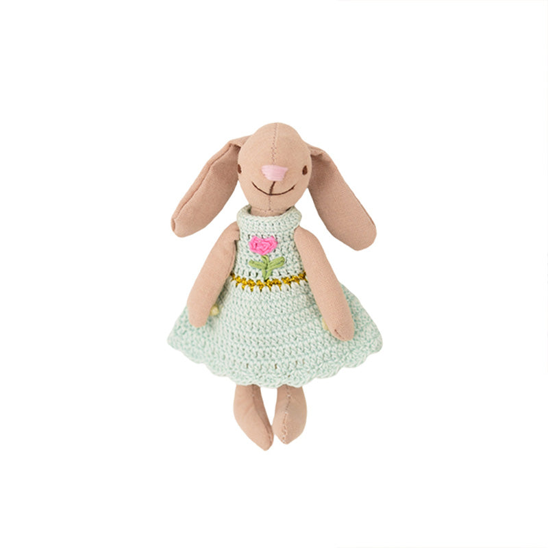 F-D004 Bunny Toys for Kids, Easter Bunny, 100% Hand Made Rabbit Family Dolls with Removable Clothes