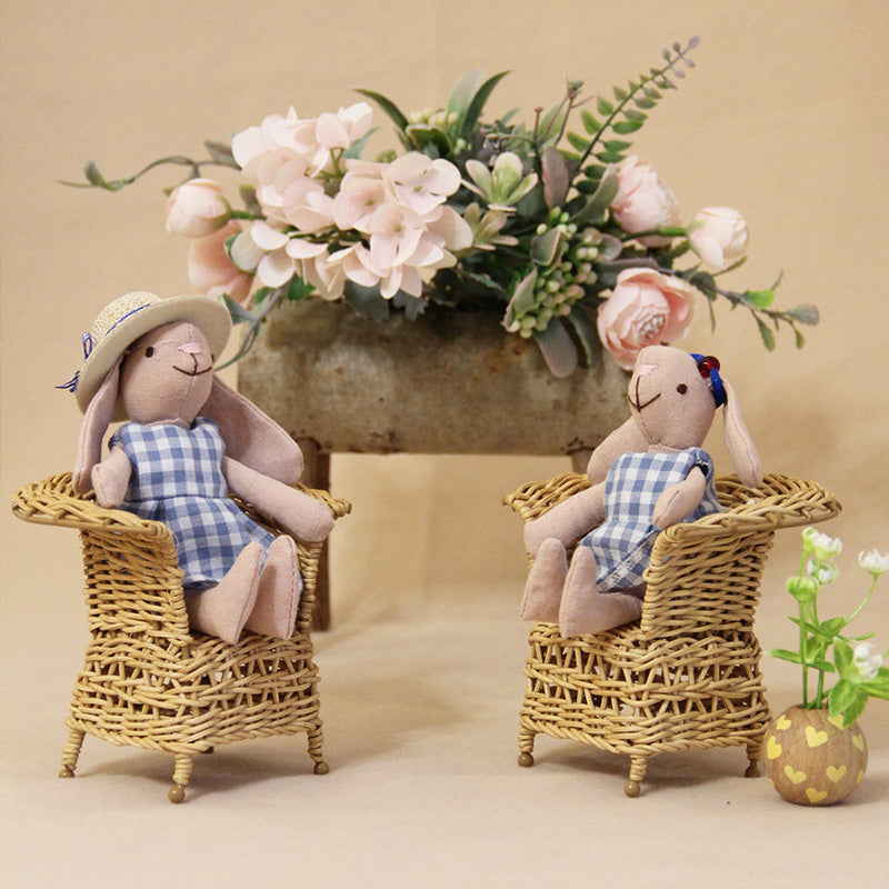 F-D004 Bunny Toys for Kids, Easter Bunny, Hand Made Rabbit Family Dolls with Removable Clothes, Suitable for Infants, Boys and Girls, Dollhouse People, Easter Basket Essentials