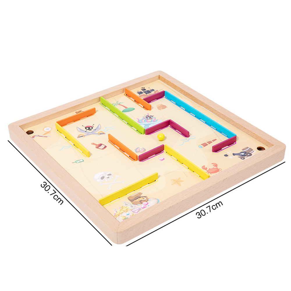 Sterling Games Wooden Labyrinth Game with 4 Swappable Routes Cards – Classic Maze Game for Kids Age 6+