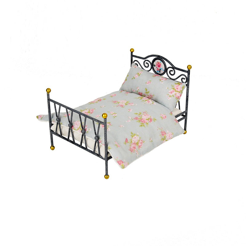 Dollhouse Furniture Mini Bed Set, Realistic Bedroom Accessories for 6 inch Dolls, 1/12 Scale