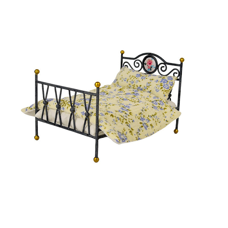 Dollhouse Furniture Mini Bed Set, Realistic Bedroom Accessories for 6 inch Dolls, 1/12 Scale