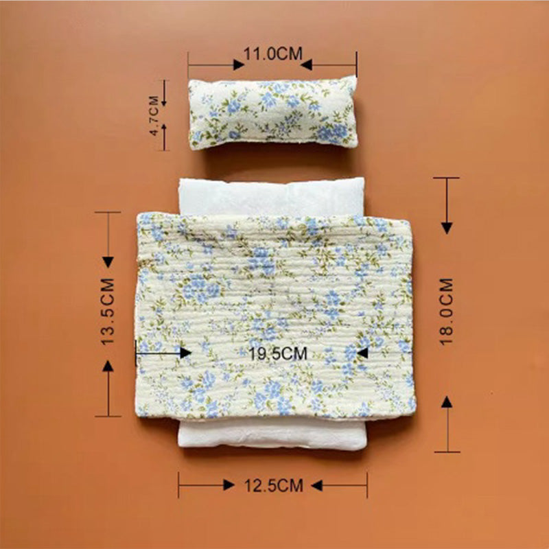 Dollhouse Furniture Mini Bed Set, Realistic Bedroom Accessories for 6 inch Dolls, 1/12 Scale