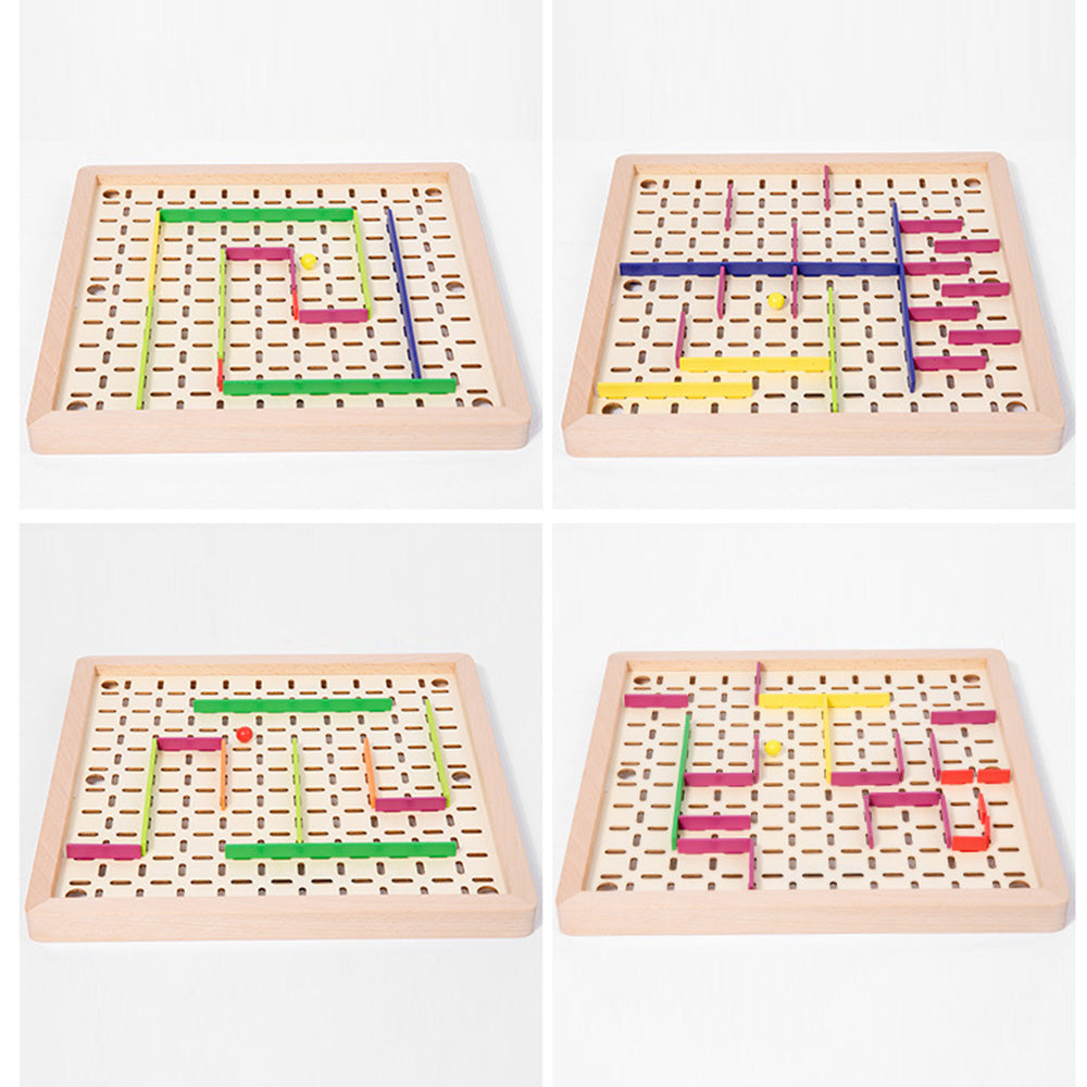 Sterling Games Wooden Labyrinth Game with 4 Swappable Routes Cards – Classic Maze Game for Kids Age 6+