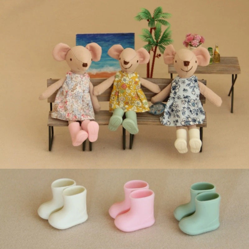 Miniature Rain Boots Dollhouse Accessories Mini Rain Boots for Kids Pretend Play Small Rain Shoe Fairy Garden Mini House Decoration