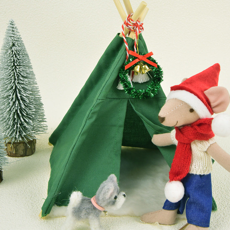 Dollhouse Miniature Tent With Mat Camping Tent Props for Miniature Decor