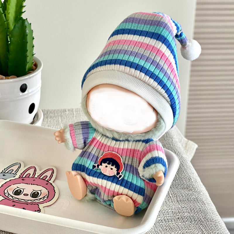 Clothes for Labubu Doll, Cute Hat & Outfit Set for Labubu 17cm Dolls, Adorable Dress-Up Accessories for Labubu Doll,No Doll