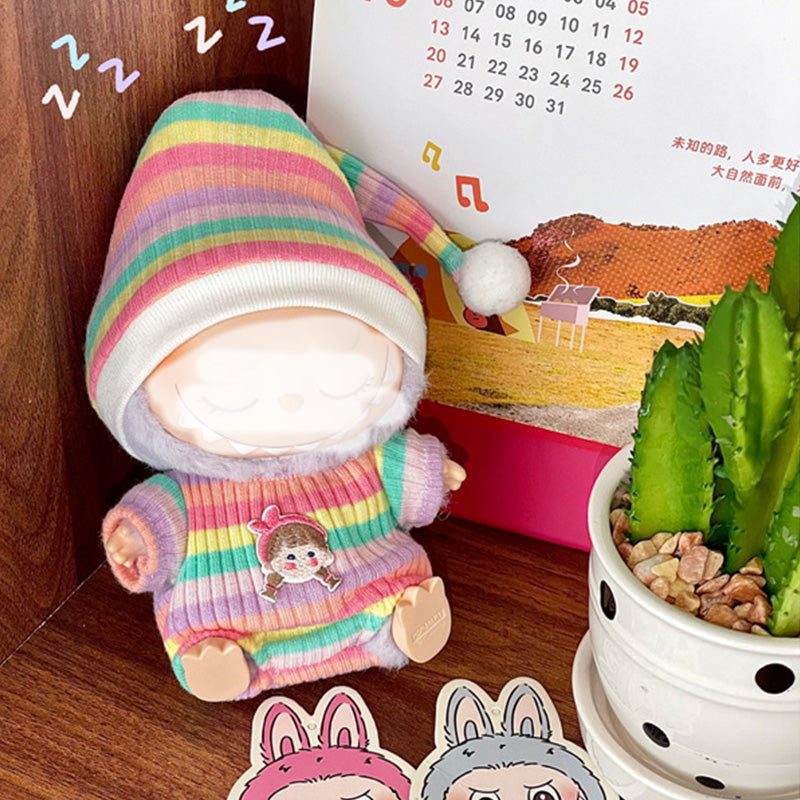 Clothes for Labubu Doll, Cute Hat & Outfit Set for Labubu 17cm Dolls, Adorable Dress-Up Accessories for Labubu Doll,No Doll