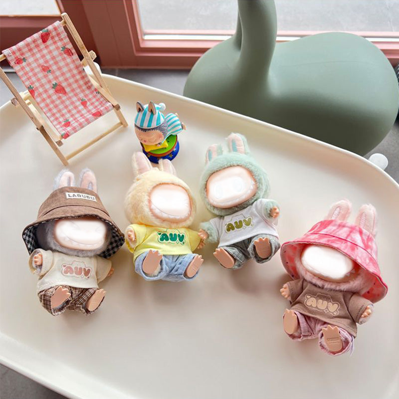 Clothes for Labubu Doll, Cute Hat & Outfit Set for Labubu 17cm Dolls, Adorable Dress-Up Accessories for Labubu Doll,No Doll