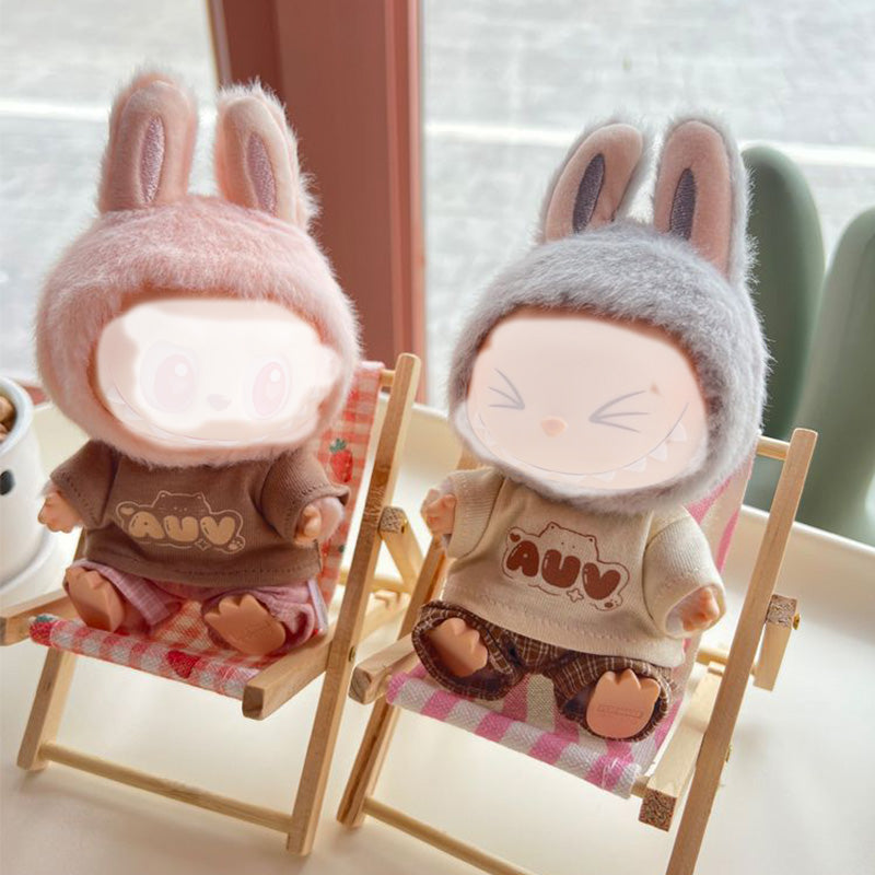Clothes for Labubu Doll, Cute Hat & Outfit Set for Labubu 17cm Dolls, Adorable Dress-Up Accessories for Labubu Doll,No Doll