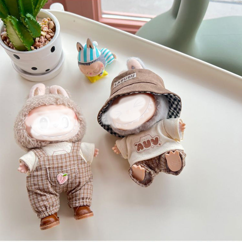 Clothes for Labubu Doll, Cute Hat & Outfit Set for Labubu 17cm Dolls, Adorable Dress-Up Accessories for Labubu Doll,No Doll