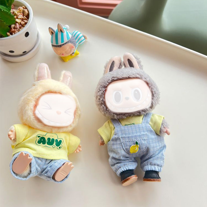 Clothes for Labubu Doll, Cute Hat & Outfit Set for Labubu 17cm Dolls, Adorable Dress-Up Accessories for Labubu Doll,No Doll