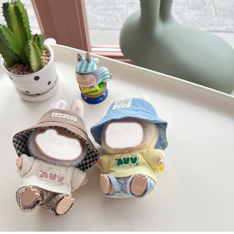 Cute Hat & Outfit Set for Labubu 17cm Dolls, Adorable Dress-Up Accessories for Labubu Doll,No Doll