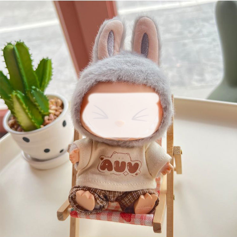 Clothes for Labubu Doll, Cute Hat & Outfit Set for Labubu 17cm Dolls, Adorable Dress-Up Accessories for Labubu Doll,No Doll