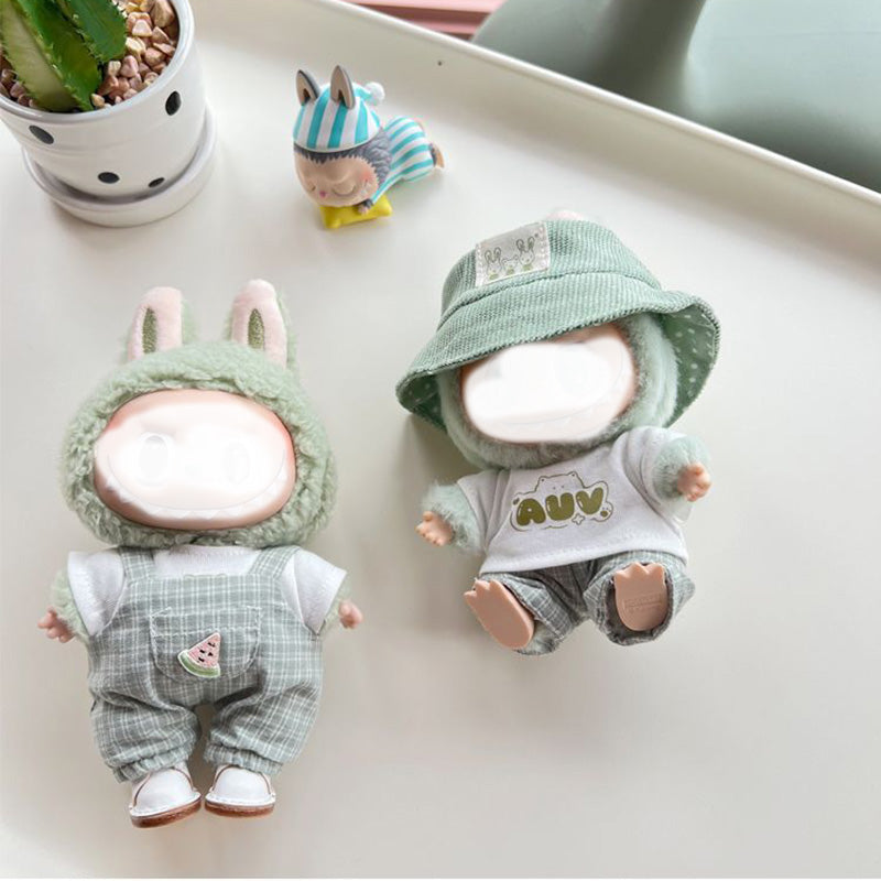 Cute Hat & Outfit Set for Labubu 17cm Dolls, Adorable Dress-Up Accessories for Labubu Doll,No Doll