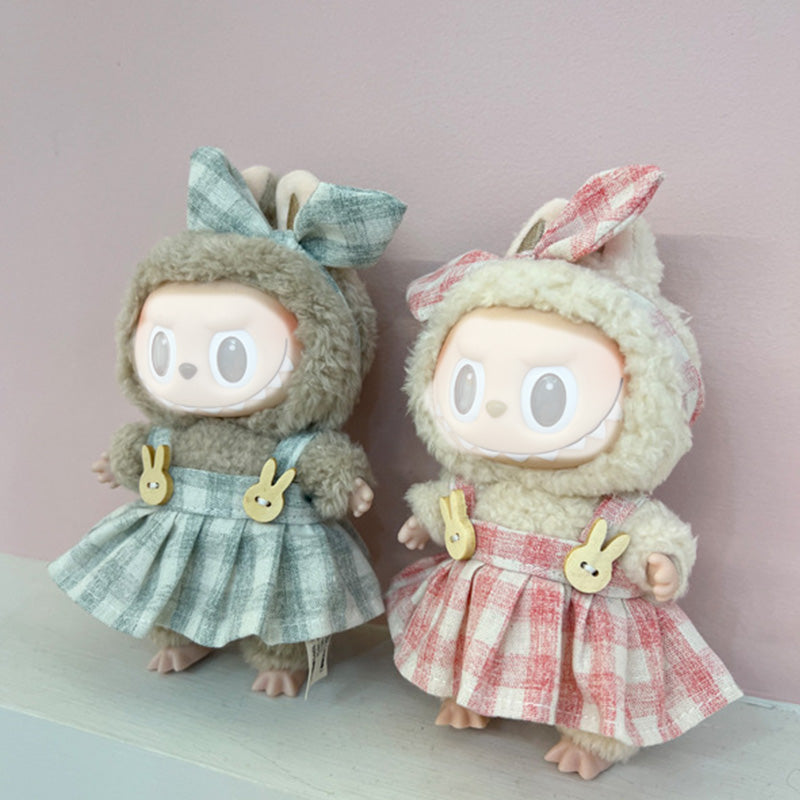 Clothes for Labubu Doll, Cute Hat & Outfit Set for Labubu 17cm Dolls, Adorable Dress-Up Accessories for Labubu Doll,No Doll