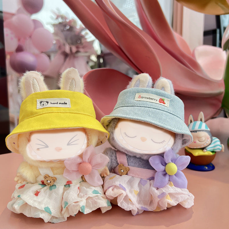 Cute Hat & Outfit Set for Labubu 17cm Dolls, Adorable Dress-Up Accessories for Labubu Doll,No Doll