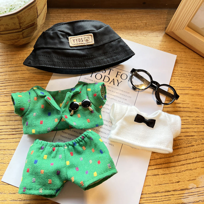 17cm Plush Doll Clothes Coat Shirt Pants Vest Belt Tie Accessories Suit 8in Doll Dress Up