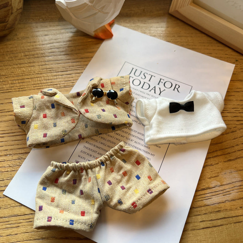 17cm Plush Doll Clothes Coat Shirt Pants Vest Belt Tie Accessories Suit 8in Doll Dress Up
