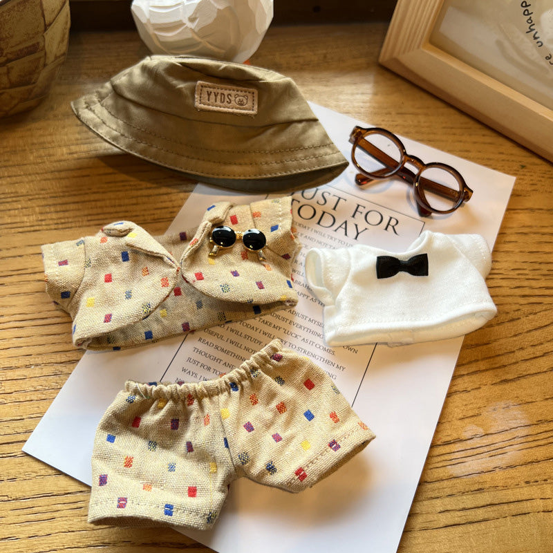 17cm Plush Doll Clothes Coat Shirt Pants Vest Belt Tie Accessories Suit 8in Doll Dress Up