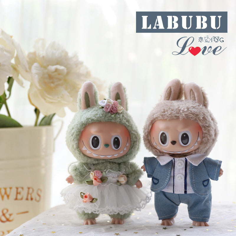 Designed for Labubu Clothes, Adorable Chic Dress Set comptible with 17cm Labubu Dolls, Doll Clothes Compatible with Labubu Accessories (NO Doll)