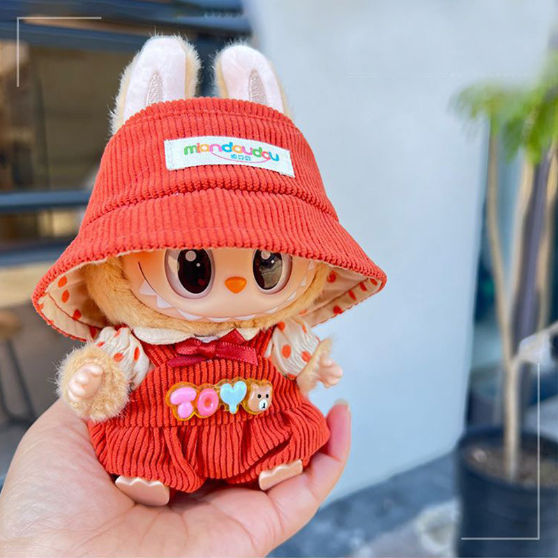 Clothes for Labubu Doll, Cute Hat & Outfit Set for Labubu 17cm Dolls, Adorable Dress-Up Accessories for Labubu Doll