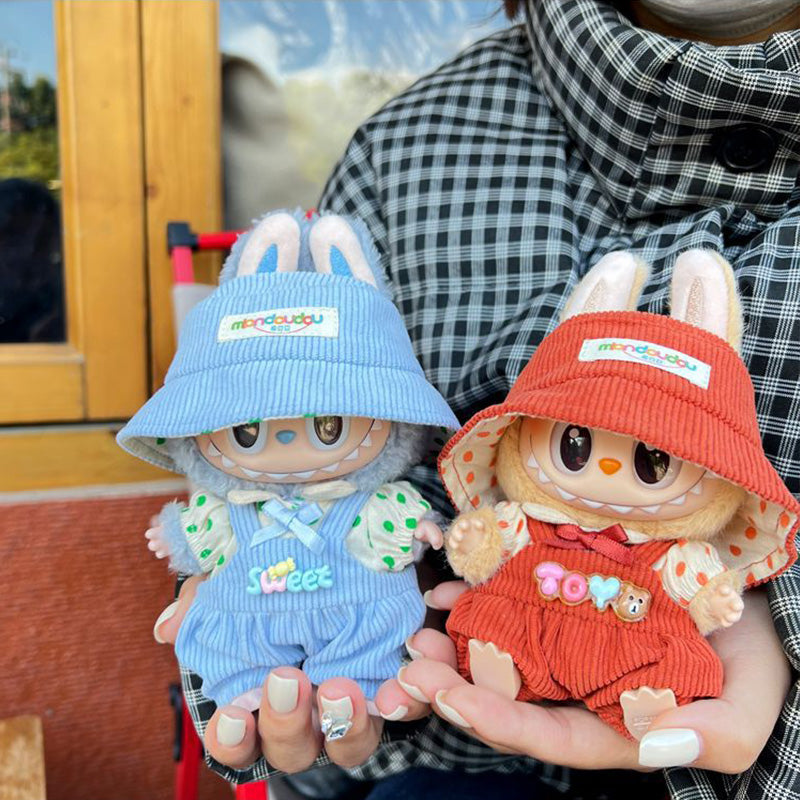 Clothes for Labubu Doll, Cute Hat & Outfit Set for Labubu 17cm Dolls, Adorable Dress-Up Accessories for Labubu Doll