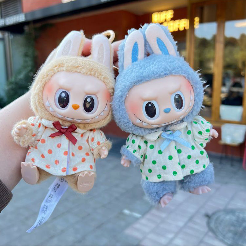 Clothes for Labubu Doll, Cute Hat & Outfit Set for Labubu 17cm Dolls, Adorable Dress-Up Accessories for Labubu Doll