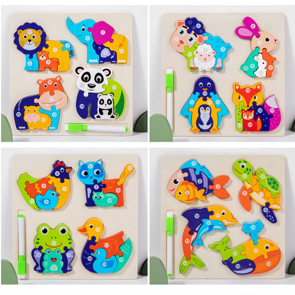 LCM-041502 Peg Puzzles For Toddlers, Wooden Brain Puzzles for Kids, Assembly Puzzles for 1-3 Year Old Boys & Girls