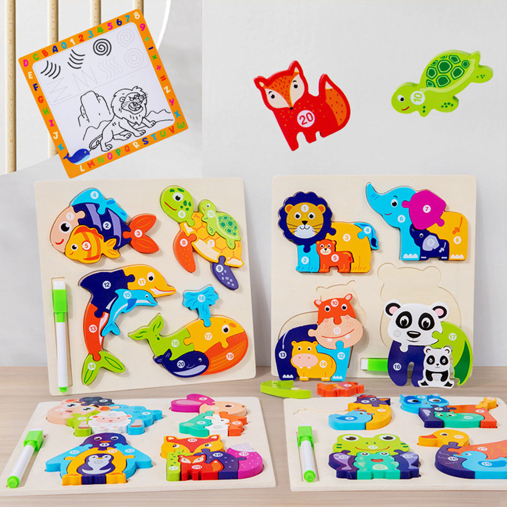 LCM-041502 Peg Puzzles For Toddlers, Wooden Brain Puzzles for Kids, Assembly Puzzles for 1-3 Year Old Boys & Girls
