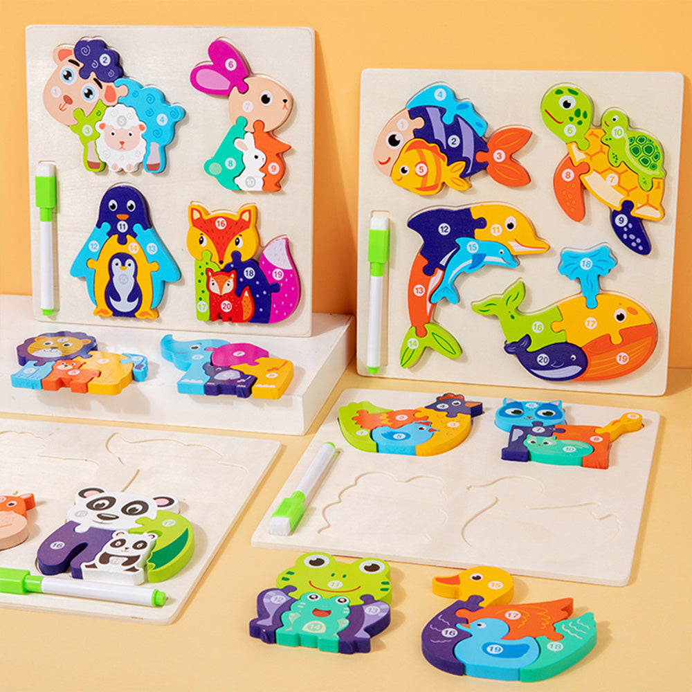 LCM-041502 Peg Puzzles For Toddlers, Wooden Brain Puzzles for Kids, Assembly Puzzles for 1-3 Year Old Boys & Girls