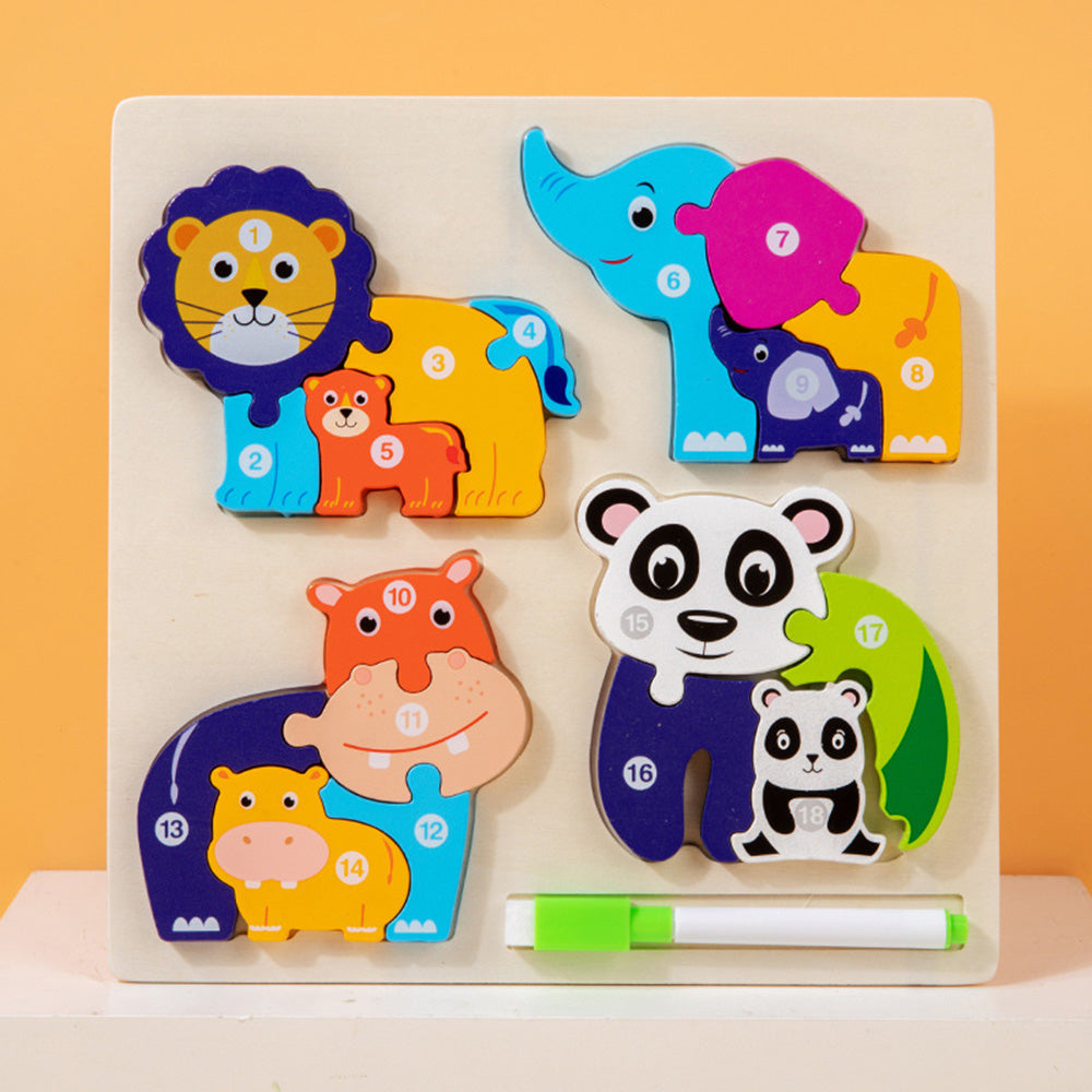 LCM-041502 Peg Puzzles For Toddlers, Wooden Brain Puzzles for Kids, Assembly Puzzles for 1-3 Year Old Boys & Girls