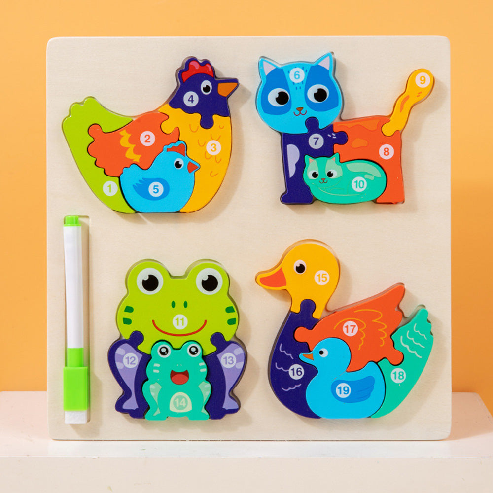 LCM-041502 Peg Puzzles For Toddlers, Wooden Brain Puzzles for Kids, Assembly Puzzles for 1-3 Year Old Boys & Girls
