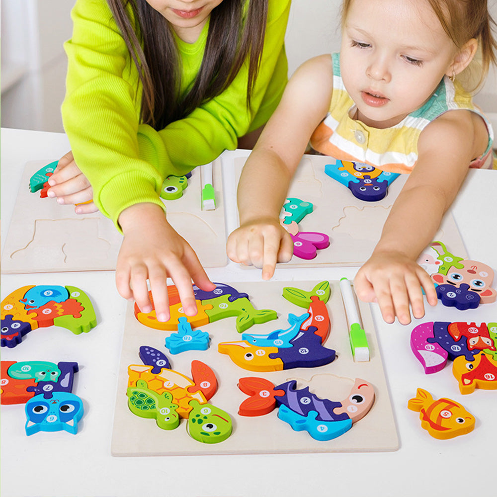 LCM-041502 Peg Puzzles For Toddlers, Wooden Brain Puzzles for Kids, Assembly Puzzles for 1-3 Year Old Boys & Girls