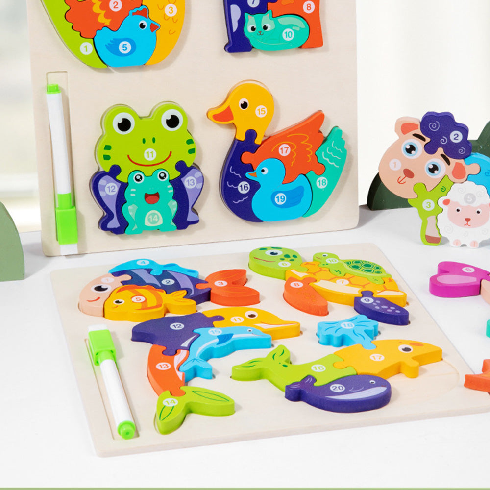 LCM-041502 Peg Puzzles For Toddlers, Wooden Brain Puzzles for Kids, Assembly Puzzles for 1-3 Year Old Boys & Girls